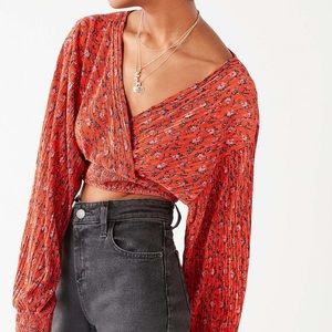 Red wrap crop top